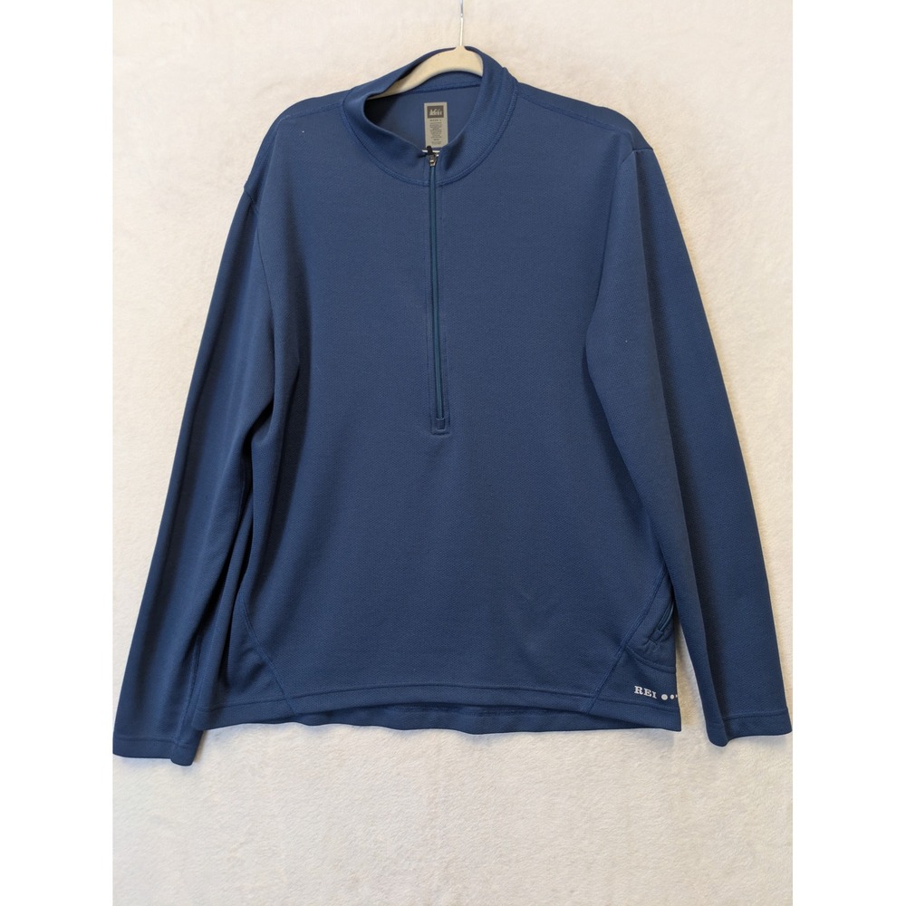 REI‎ Men's Size L Blue Pullover Fleece Jacket Long Sleeve Quarter Zip